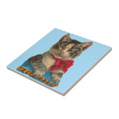 Victoriaans tabby cat tegeltje (Zijkant)
