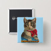 Victoriaans tabby cat vierkante button 5,1 cm (Voorkant /achterkant)