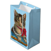 Victoriaans tabby kattenprint medium cadeauzakje (Voorkant Gekanteld)