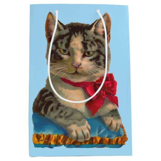Victoriaans tabby kattenprint medium cadeauzakje (Voorkant)