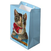Victoriaans tabby kattenprint medium cadeauzakje (Achterkant Gekanteld)