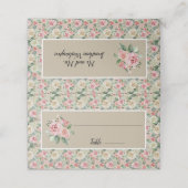 Victoriaans Tan & Roze Floral Roos Weddenschap des Plaatskaartje (Buitenkant ongevouwen)