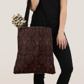 Victoriaans Tapestry  Damask Bruin Patroon Tote Bag (Dichtbij)