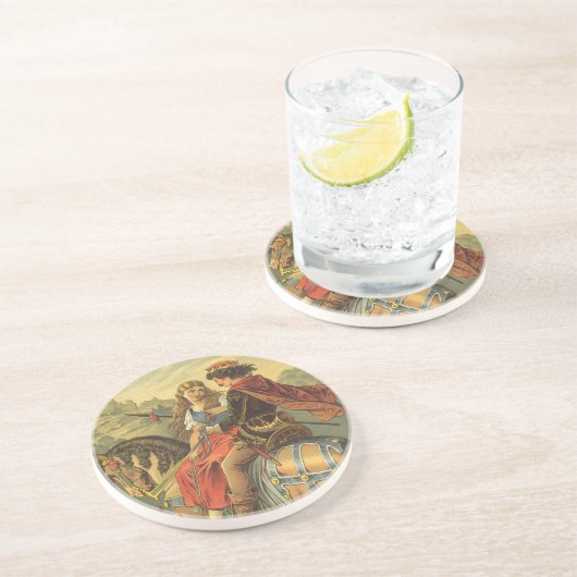  Victoriaans tapijt, broer en zuster Zandsteen Onderzetter (Zijkant)