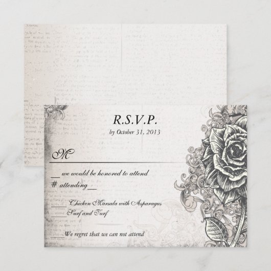 Victoriaans Tattoo Roos RSVP (Voorkant / Achterkant)
