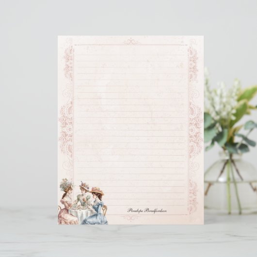 Victoriaans Tea Lined Naam Stationery Paper (Staand voorkant)