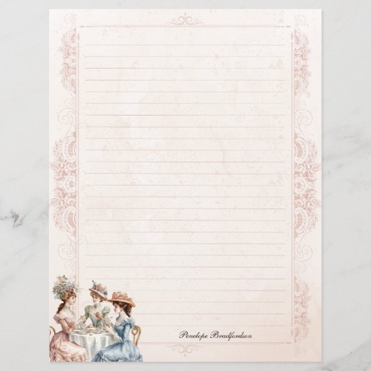  Victoriaans Tea Lined Naam Stationery Paper (Voorkant)