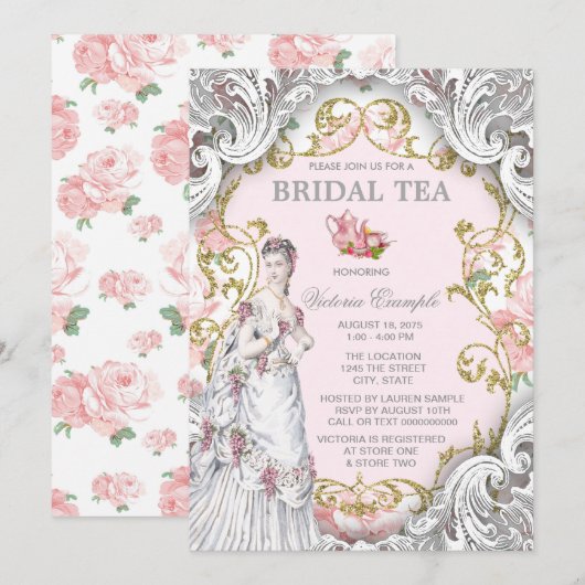 Victoriaans Tea Party Kaart (Voorkant / Achterkant)