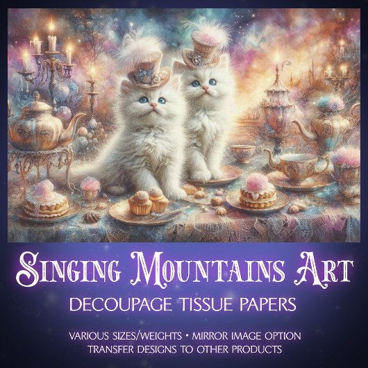  Victoriaans Tea Party Katten Decoupage Tissuepapier