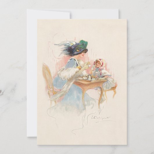 Victoriaans Tea Party voor moeder en dochter Feestdagenkaart (Voorkant)