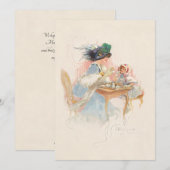 Victoriaans Tea Party voor moeder en dochter Feestdagenkaart (Voorkant / Achterkant)