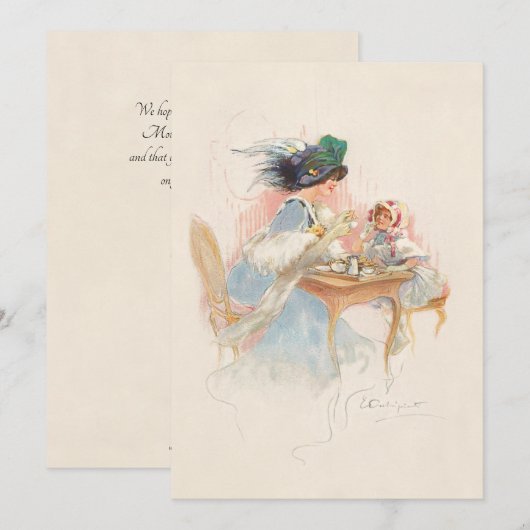 Victoriaans Tea Party voor moeder en dochter Feestdagenkaart (Voorkant / Achterkant)
