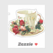 VICTORIAANS TEACUP MET ROZEN DOCUSTOM STICKER (Vel)