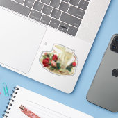 VICTORIAANS TEACUP MET ROZEN DOCUSTOM STICKER (Laptop met iPhone)