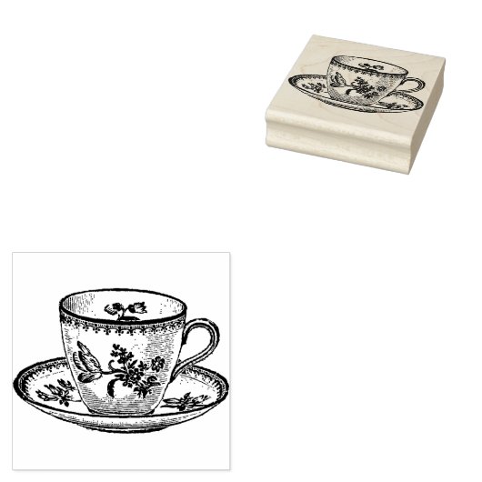 Victoriaans  Teacup Rubber Stamp Rubberstempel (Gestempeld)