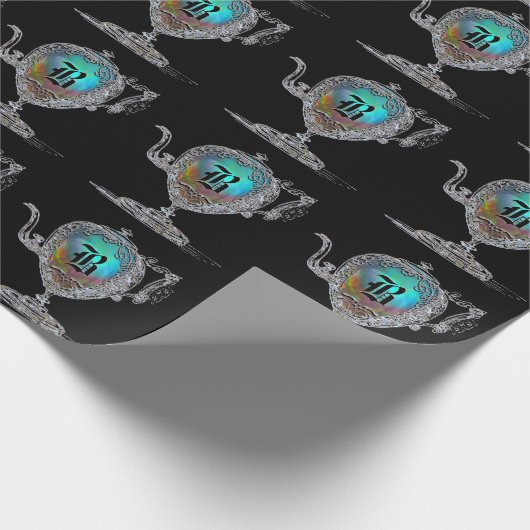 Victoriaans Teapot Monogram Cadeaupapier (Hoek)