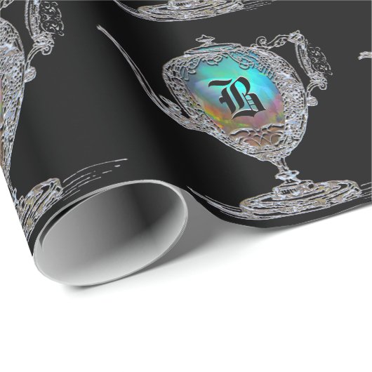 Victoriaans Teapot Monogram Cadeaupapier (Rol Hoek)