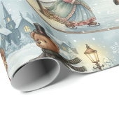 Victoriaans Teddy Bear Ice Skating Wrapping Paper Cadeaupapier (Rol Hoek)