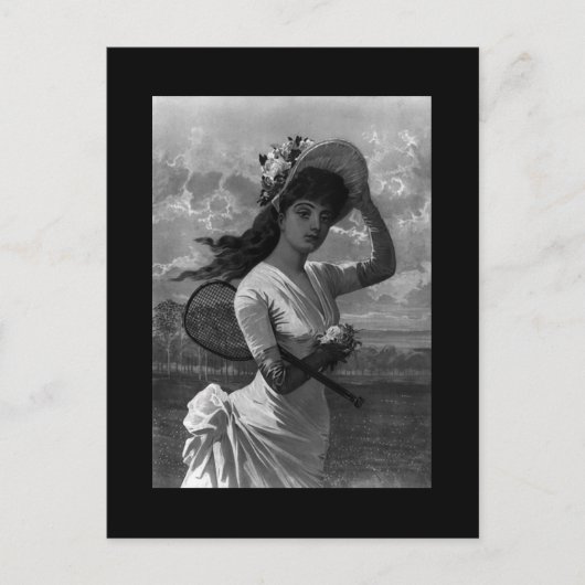 Victoriaans Tennis Lady Briefkaart (Voorkant)