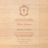 Victoriaans Terracotta Katholieke bruiloft Acryl Uitnodigingen (Voorkant)