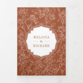 Victoriaans Terracotta Katholieke QR Code Huwelijk Drieluik Uitnodiging (Cover)