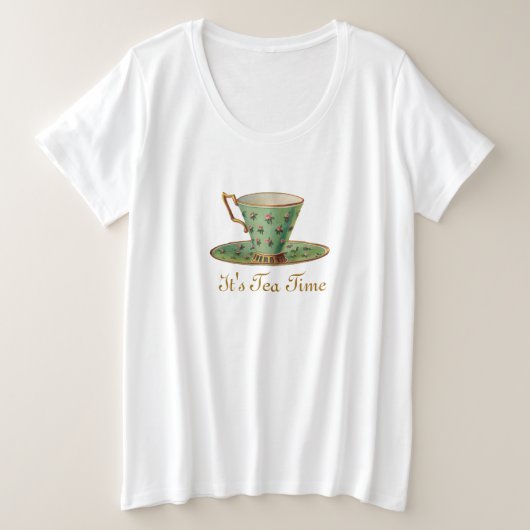 Victoriaans theebeker Grote Maat T-shirt (Design voorkant)