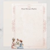  Victoriaans Theemonogram briefpapier (Voorkant / Achterkant)