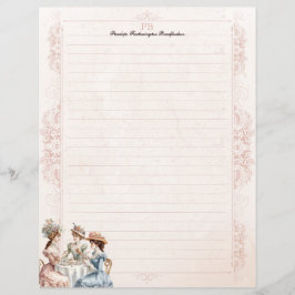  Victoriaans theemonogram gevoerd briefpapier