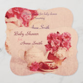 Victoriaans theeparty - babymeisje douche nodigt u kaart (Voorkant / Achterkant)
