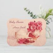 Victoriaans theeparty - babymeisje douche nodigt u kaart (Staand voorkant)