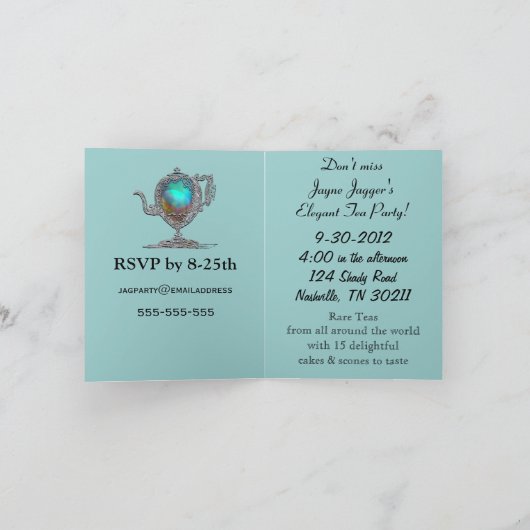 Victoriaans theepot-feestuitnodigingen (Binnen)