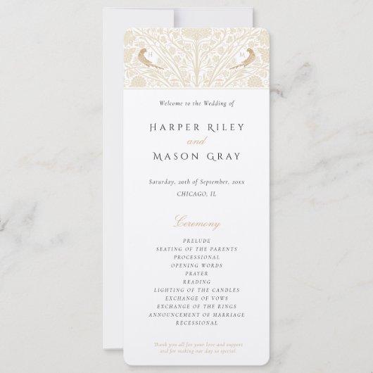 Victoriaans-thema bruiloft ceremonie programma Kaa (Voorkant)