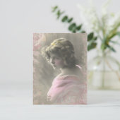 Victoriaans tienermeisje in roze Briefkaart (Staand voorkant)