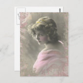 Victoriaans tienermeisje in roze Briefkaart (Voorkant / Achterkant)