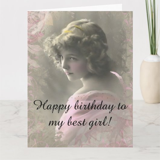 Victoriaans tienermeisje in roze grote Kaart (Voorkant)