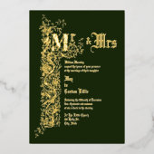  Victoriaans Tijdperk 1839 Bloemengrens Bruiloft Folie Uitnodiging (Voorkant)