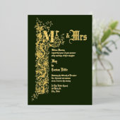 Victoriaans Tijdperk 1839 Bloemengrens Bruiloft Folie Uitnodiging (Staand Voorkant)