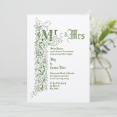  Victoriaans Tijdperk 1839 Bloemengrens Bruiloft Kaart (Staand voorkant)