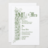  Victoriaans Tijdperk 1839 Bloemengrens Bruiloft Kaart (Voorkant / Achterkant)