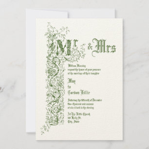  Victoriaans Tijdperk 1839 Bloemengrens Bruiloft Kaart