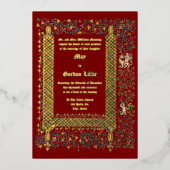 Victoriaans tijdperk 1843 middeleeuwse stijl bruil folie uitnodiging (Voorkant)