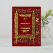 Victoriaans tijdperk 1843 middeleeuwse stijl bruil folie uitnodiging (Staand Voorkant)