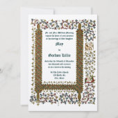 Victoriaans tijdperk 1843 middeleeuwse stijl bruil kaart (Voorkant)