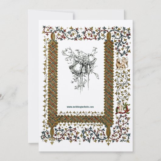 Victoriaans tijdperk 1843 middeleeuwse stijl bruil kaart (Achterkant)