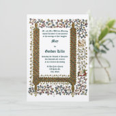 Victoriaans tijdperk 1843 middeleeuwse stijl bruil kaart (Staand voorkant)