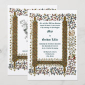 Victoriaans tijdperk 1843 middeleeuwse stijl bruil kaart (Voorkant / Achterkant)