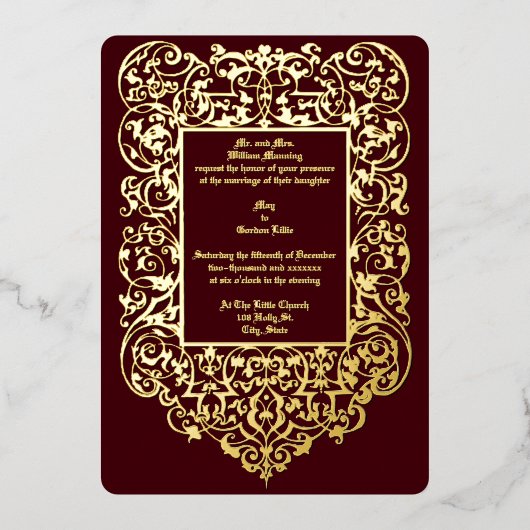 Victoriaans tijdperk 1844 Art Nouveau grens Folie Uitnodiging (Voorkant)