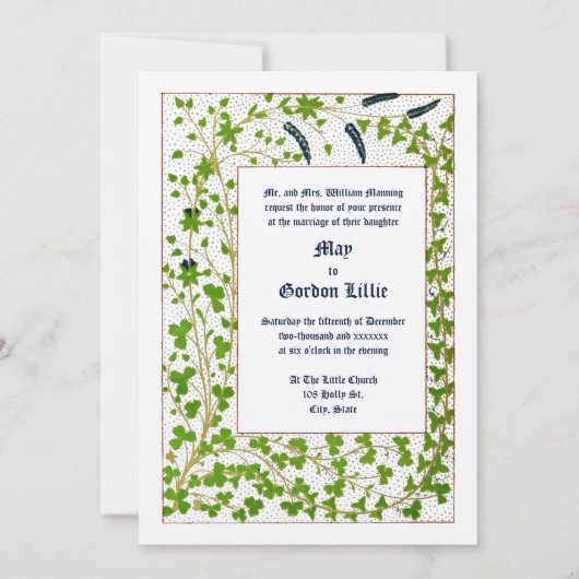 Victoriaans Tijdperk 1845 Wijnstok & Klaver Bladgr Kaart (Voorkant)