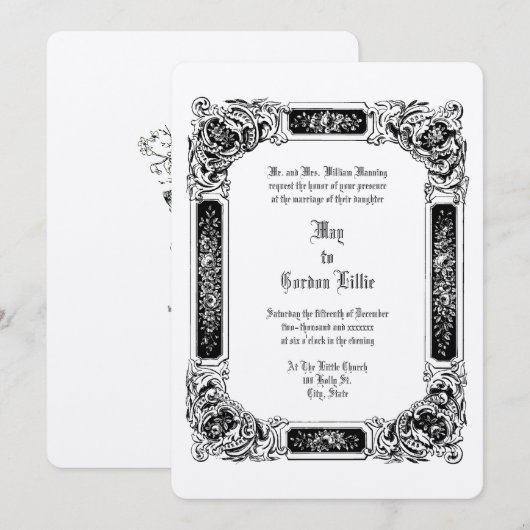 Victoriaans Tijdperk 1850 Roos Bloemen Border Brui Kaart (Voorkant / Achterkant)