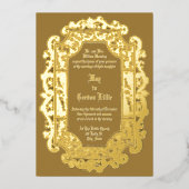Victoriaans Tijdperk 1850 Scroll Border Bruiloft Folie Uitnodiging (Voorkant)
